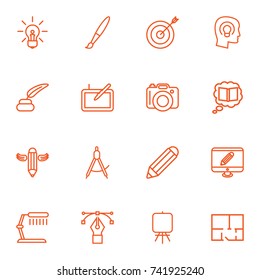 Set Of 16 Creative Outline Icons Set.Collection Of Easel, Concept, Knowledge And Other Elements.