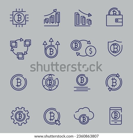 Set of 16 cryptocurrency vector icons. Bitcoin, Litecoin, Dash, Zcash, Ethereum, Monero, Ripple, Dashcoin, Stratis, BitShares, NEO, Dogecoin, Bytecoin, Navcoin, NEM, Cardano. Digital currency.
