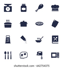 Set Of 16 Culinary Icons Set.Collection Of Loaf, Poultry Foot, Cooking Instruction And Other Elements.