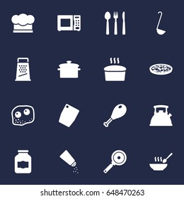 Set Of 16 Culinary Icons Set.Collection Of Saltshaker, Loaf, Jar And Other Elements.