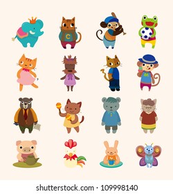 set of 16 cute animal icons