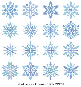 Set of 16 cute snowflakes