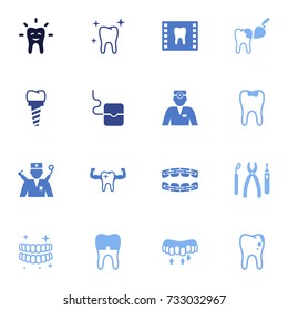 Set Of 16 Dental Icons Set.Collection Of Instruments, Roentgen, Healthful And Other Elements.