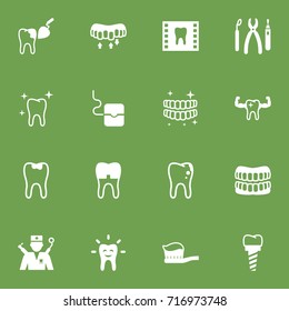 Set Of 16 Dentist Icons Set.Collection Of Halitosis, Tooth, Brace And Other Elements.
