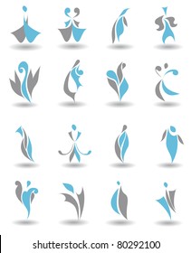 Set of 16 different abstract elements for design for logo (vector version eps 10)