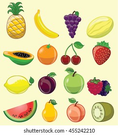 Set of 16 different fruits 