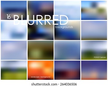 Set of 16 different landscape blurred backgrounds. Vector eps10. Set No.11