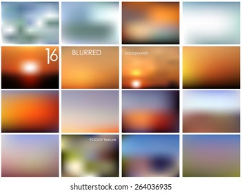 Set of 16 different landscape blurred backgrounds. Vector eps10. Set No.12