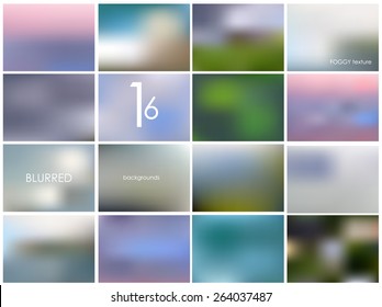 Set of 16 different landscape blurred backgrounds. Vector eps10. Set No.13