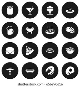 Set Of 16 Dish Icons Set.Collection Of Burger, Martini, Spaghetti And Other Elements.