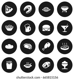 Set Of 16 Dish Icons Set.Collection Of Japanese Roll, Sorbet, Seafood And Other Elements.