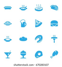 Set Of 16 Dish Icons Set.Collection Of Pepperoni, Mexican Food, Sorbet And Other Elements.