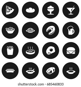 Set Of 16 Dish Icons Set.Collection Of Japanese Roll, Baguette, Seafood And Other Elements.