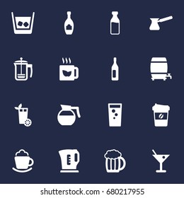 Set Of 16 Drinks Icons Set.Collection Of Electric Teapot, Pot, Teapot And Other Elements.