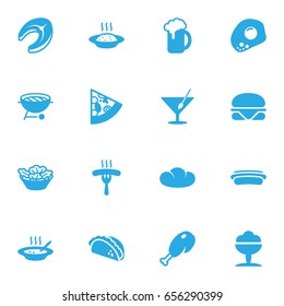 Set Of 16 Eat Icons Set.Collection Of Ale, Sausage, Burger And Other Elements.