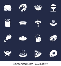 Set Of 16 Eat Icons Set.Collection Of Cereal, Potato, Japanese Roll And Other Elements.
