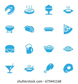 Set Of 16 Eat Icons Set.Collection Of Pepperoni, Sausage, Burger And Other Elements.