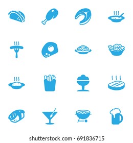 Set Of 16 Eat Icons Set.Collection Of Potato, Cereal, Sorbet And Other Elements.