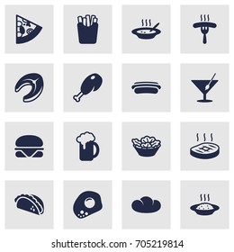 Set Of 16 Eat Icons Set.Collection Of Mexican Food, Potato, Ale And Other Elements.