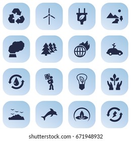 Set Of 16 Ecology Icons Set.Collection Of Leaf, Reforestation, Renewable And Other Elements.