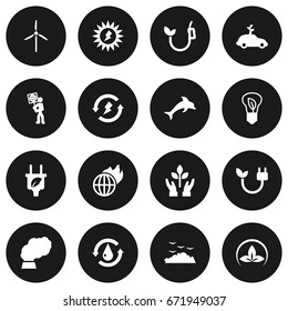 Set Of 16 Ecology Icons Set.Collection Of Energy, Fish, Rubbish And Other Elements.