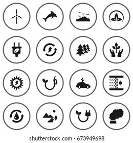 Set Of 16 Ecology Icons Set.Collection Of Eco, Treatment, Rubbish And Other Elements.