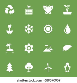 Set Of 16 Ecology Icons Set.Collection Of Tree, Foliage, Solar Panel And Other Elements.
