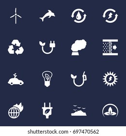 Set Of 16 Ecology Icons Set.Collection Of Fan, Friendly, Fish And Other Elements.