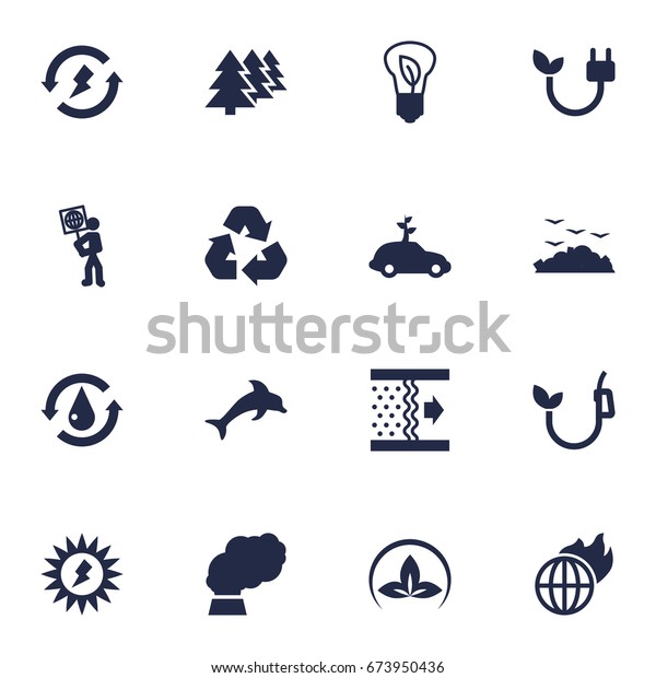 Set Of 16 Ecology Icons Set.Collection Of
Fish, Eco, Volunteer And Other
Elements.