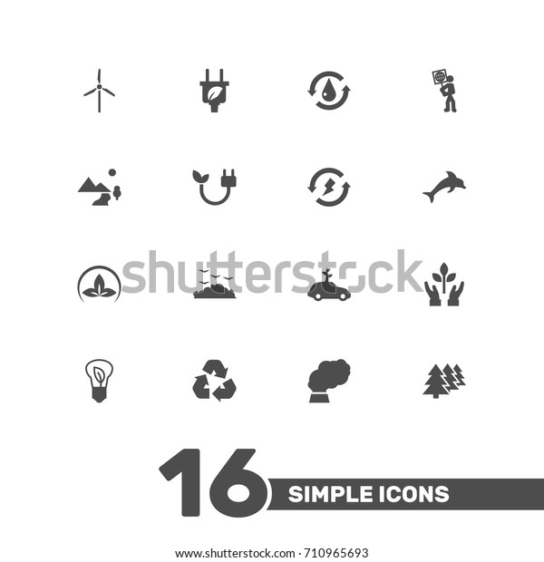 Set Of 16 Ecology Icons Set.Collection Of\
Leaf, Car, Protection And Other\
Elements.
