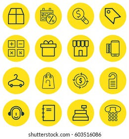 Set Of 16 Ecommerce Icons. Includes Refund, Price, Present And Other Symbols. Beautiful Design Elements.