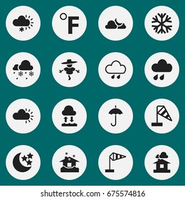 Set Of 16 Editable Air Icons. Includes Symbols Such As Clouded, Domicile And More. Can Be Used For Web, Mobile, UI And Infographic Design.