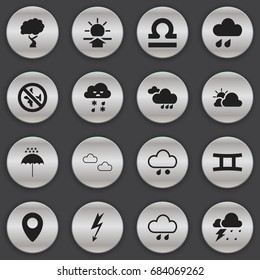 Set Of 16 Editable Air Icons. Includes Symbols Such As Twins, Winter Parasol, Current Shock And More. Can Be Used For Web, Mobile, UI And Infographic Design.