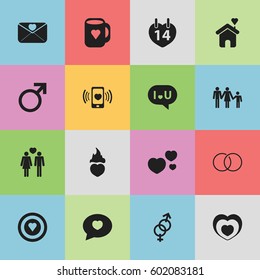 Set Of 16 Editable Amour Icons. Includes Symbols Such As Home, Fire Loving, Dartboard And More. Can Be Used For Web, Mobile, UI And Infographic Design.