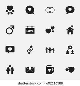 Set Of 16 Editable Amour Icons. Includes Symbols Such As Love Message, Cap, Matrimony And More. Can Be Used For Web, Mobile, UI And Infographic Design.