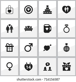 Set Of 16 Editable Amour Icons. Includes Symbols Such As Cap, Passion, Pastry And More. Can Be Used For Web, Mobile, UI And Infographic Design.