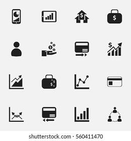 Set Of 16 Editable Analytics Icons. Includes Symbols Such As Graph Information, Bar Chart, Statistic And More. Can Be Used For Web, Mobile, UI And Infographic Design.