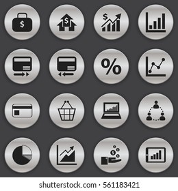 Set Of 16 Editable Analytics Icons. Includes Symbols Such As Revenue, Percent, Credit Card And More. Can Be Used For Web, Mobile, UI And Infographic Design.