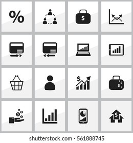 Set Of 16 Editable Analytics Icons. Includes Symbols Such As Schema, Equalizer Display, Pay Redeem And More. Can Be Used For Web, Mobile, UI And Infographic Design.