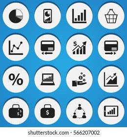 Set Of 16 Editable Analytics Icons. Includes Symbols Such As Statistic, Phone Statistics, Pay Redeem And More. Can Be Used For Web, Mobile, UI And Infographic Design.