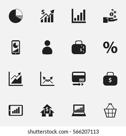 Set Of 16 Editable Analytics Icons. Includes Symbols Such As Cash Briefcase, Progress, Banking House And More. Can Be Used For Web, Mobile, UI And Infographic Design.