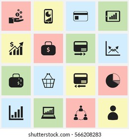 Set Of 16 Editable Analytics Icons. Includes Symbols Such As Profit, Phone Statistics, Credit Card And More. Can Be Used For Web, Mobile, UI And Infographic Design.