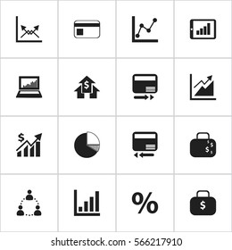 Set Of 16 Editable Analytics Icons. Includes Symbols Such As Pay Redeem, Schema, Banking House And More. Can Be Used For Web, Mobile, UI And Infographic Design.