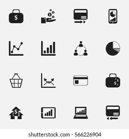 Set Of 16 Editable Analytics Icons. Includes Symbols Such As Circle Diagram, Statistic, Pay Redeem And More. Can Be Used For Web, Mobile, UI And Infographic Design.