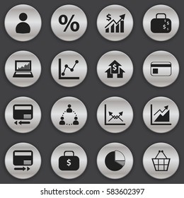 Set Of 16 Editable Analytics Icons. Includes Symbols Such As Schema, Equalizer Display, Graph Information And More. Can Be Used For Web, Mobile, UI And Infographic Design.