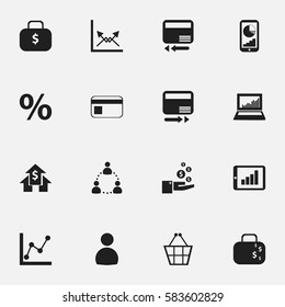 Set Of 16 Editable Analytics Icons. Includes Symbols Such As Bar Chart, Cash Briefcase, Money Bag And More. Can Be Used For Web, Mobile, UI And Infographic Design.