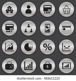 Set Of 16 Editable Analytics Icons. Includes Symbols Such As Percent, Banking House, Transmission And More. Can Be Used For Web, Mobile, UI And Infographic Design.