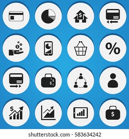 Set Of 16 Editable Analytics Icons. Includes Symbols Such As Phone Statistics, Cash Briefcase, Bar Chart And More. Can Be Used For Web, Mobile, UI And Infographic Design.