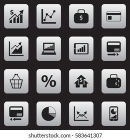 Set Of 16 Editable Analytics Icons. Includes Symbols Such As Graph Information, Phone Statistics, Revenue And More. Can Be Used For Web, Mobile, UI And Infographic Design.