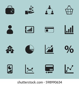 Set Of 16 Editable Analytics Icons. Includes Symbols Such As Schema, Credit Card, Bank Payment And More. Can Be Used For Web, Mobile, UI And Infographic Design.